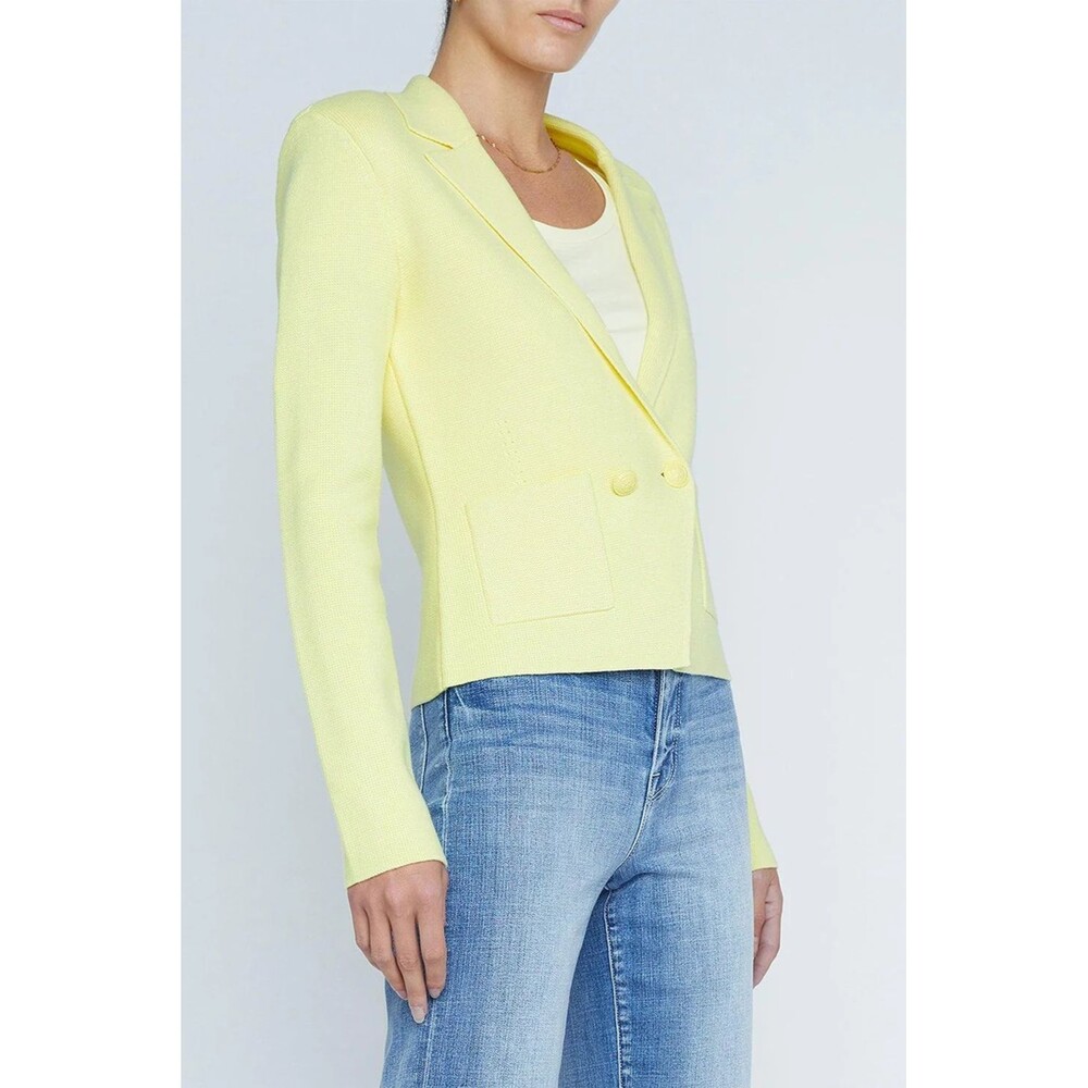 L’Agence Women’s Sofia Knit Blazer Jacket size S Yellow Sorbet